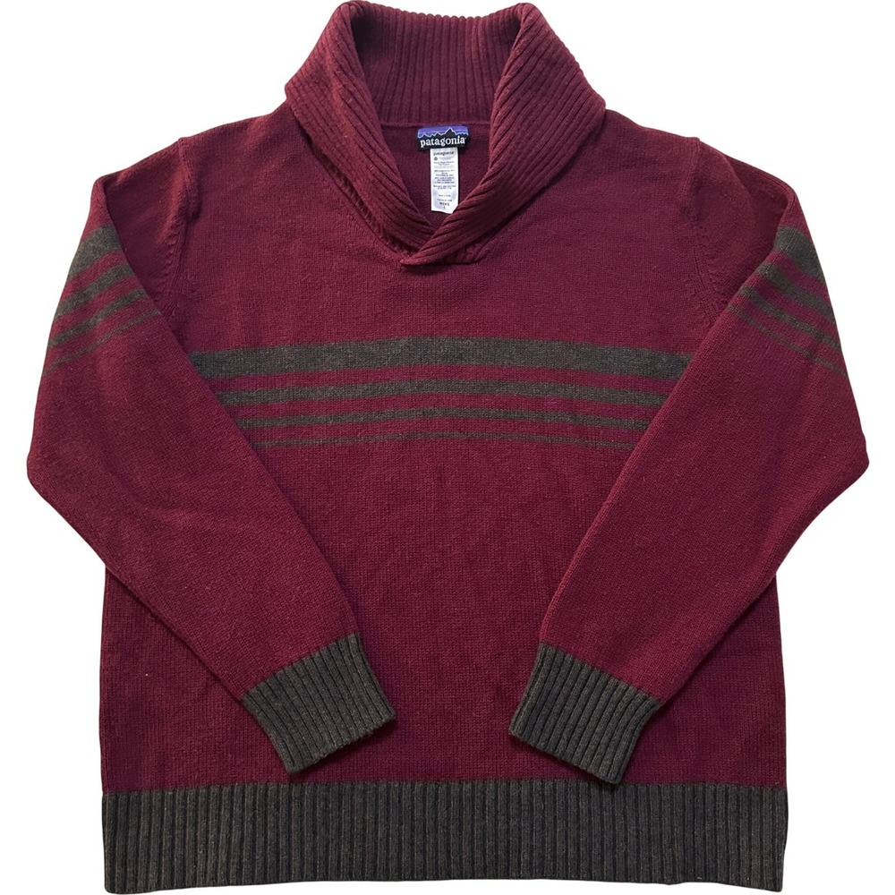 Patagonia Lambswool Shawl Collar Sweater Large Burgundy Gorpcore Heritage Preppy